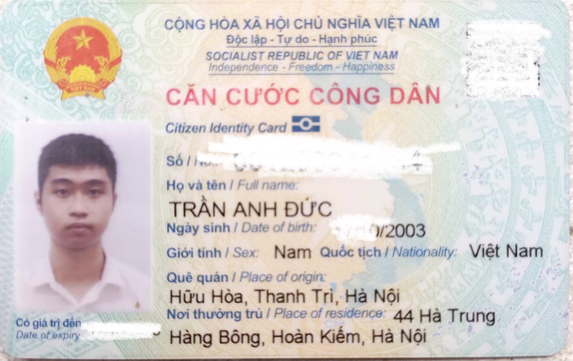 Rơi ví giấy tờ TRẦN ANH ĐỨC rơi ở Hà Nội