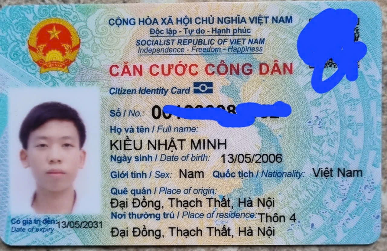 Mất cccd Kiều Nhật Minh