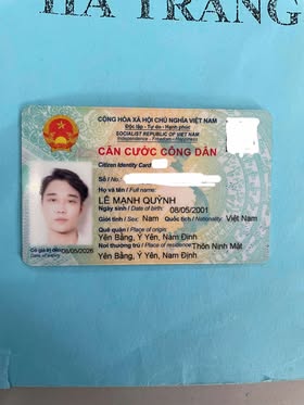 Rơi ví/giấy tờ tuỳ thân Lê Mạnh Quỳnh sinh năm 2001