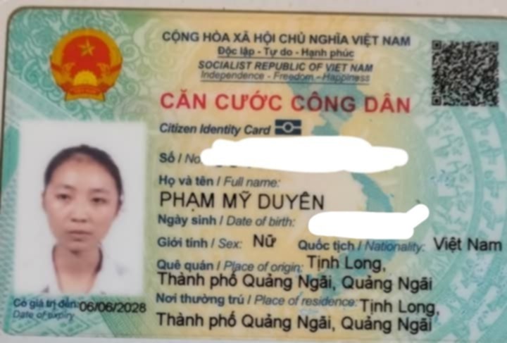 Nhặt đc cccd  của phạm mũ duyên. Tại đà nẵng 