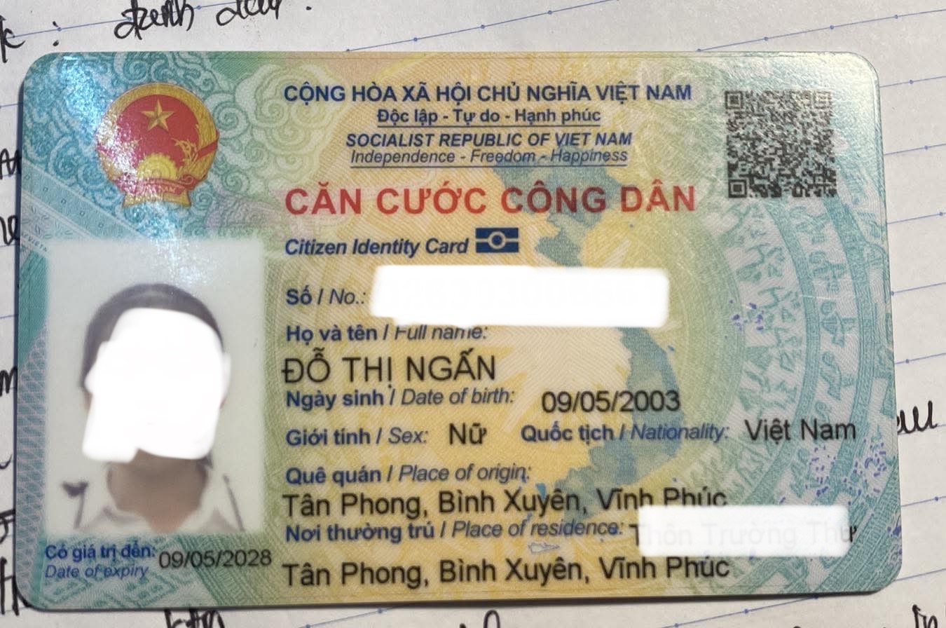 rơi cccd tên Đỗ Thị Ngấn ở Hoàng Mai, Hà Nội