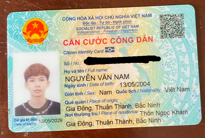 Rơi ví/ giấy tờ căn cước công dân Nguyễn Văn Nam 2004 rơi ở đường Trường Chinh