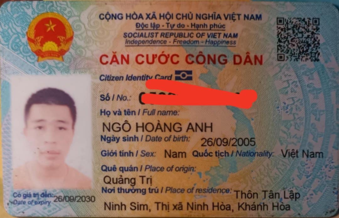 Rơi ví chứa giấy tờ tùy thân Ngô Hoàng Anh 2005 rơi ở Quận 1
