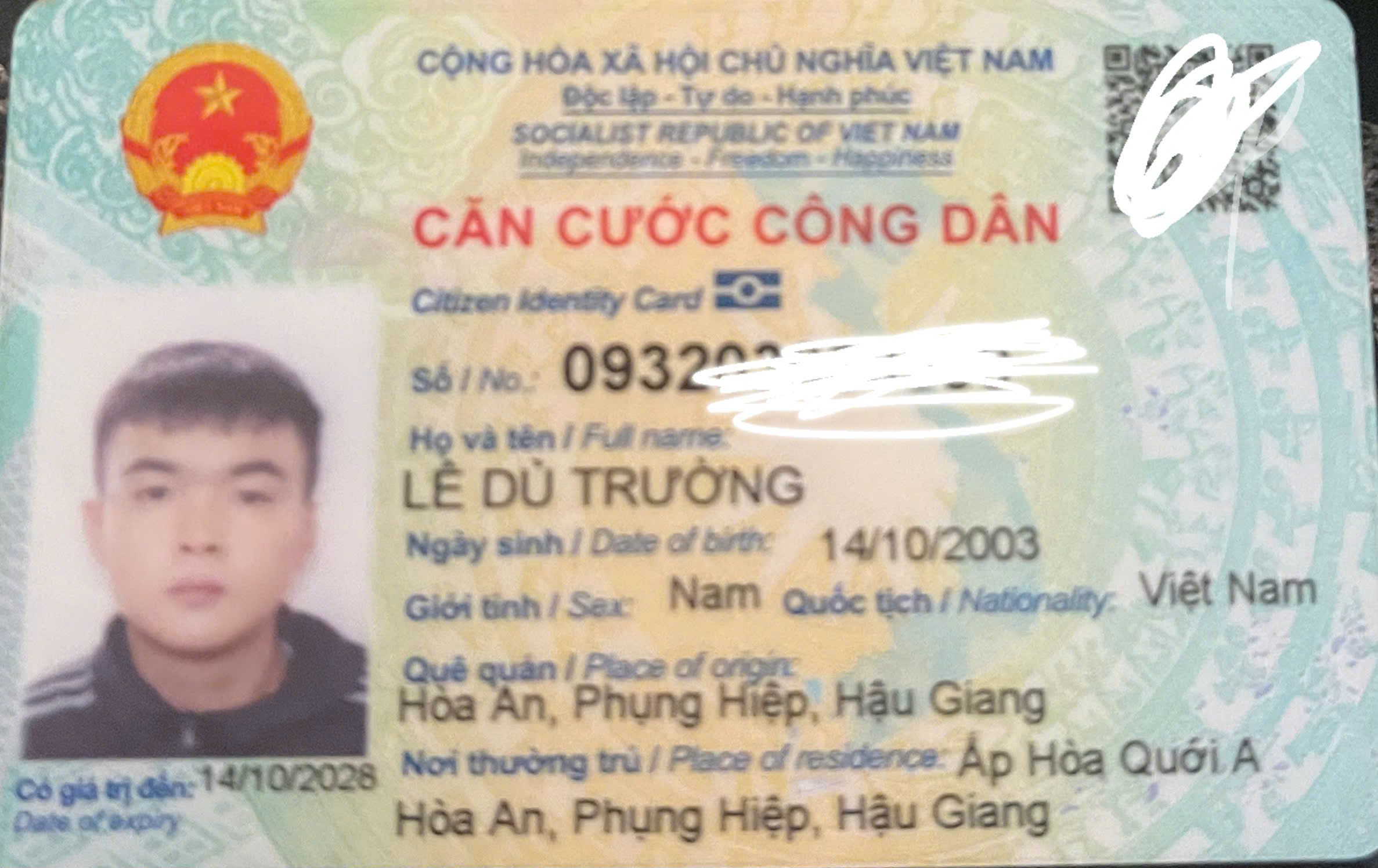 Rơi ví/giấy tờ tuỳ thân Lê Dủ Trường rơi ở Cần Thơ
