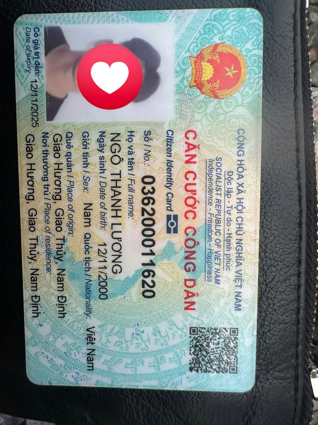 Rơi ví / giấy tờ tùy thân Ngô Thanh Lương 2000 rơi ở khu vực Linh Đàm Định Công 