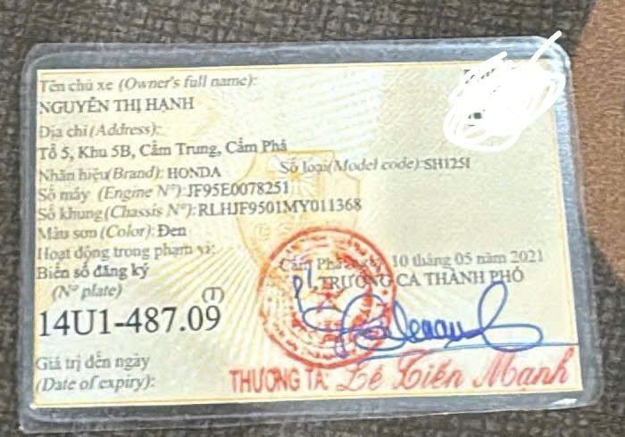 Rơi ví/giấy tờ tuỳ thân Nguyễn Thị Hạnh