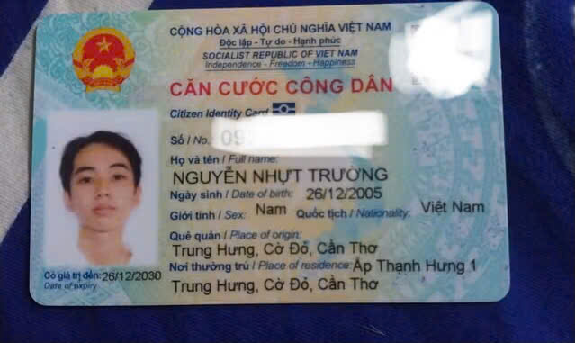 Rơi ví giấy tờ tuỳ thân Nguyễn Nhựt Trường 2005